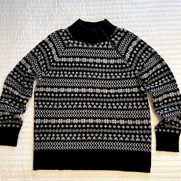 Lou & Grey NWT Women's Fair Isle  Zip Turtleneck Sweater, size Medium - Picture 1 of 7
